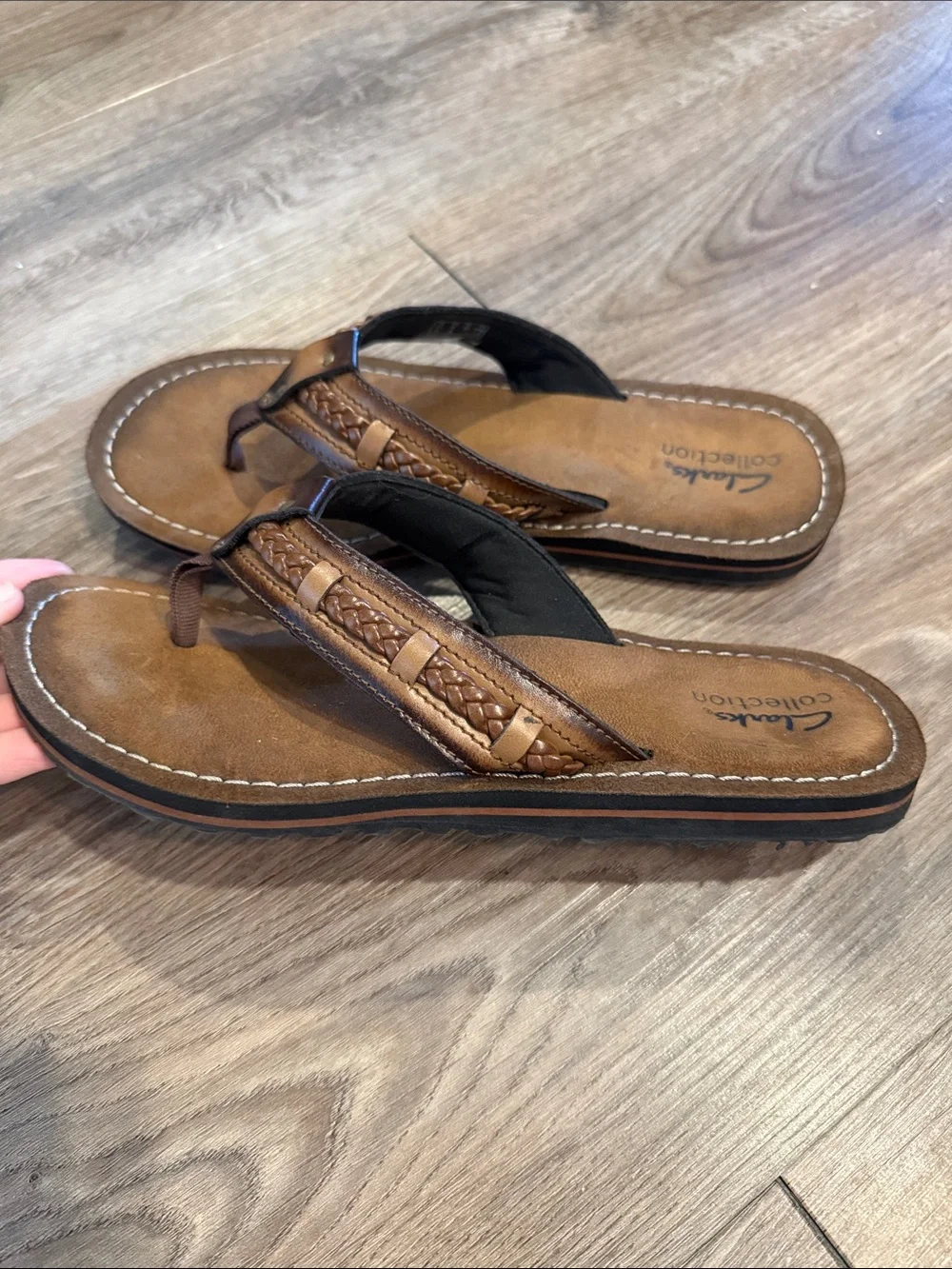 Clarks Fenner Nerice Flip-Flops Brown Comfort Slip-On Comfy Boho Size 8